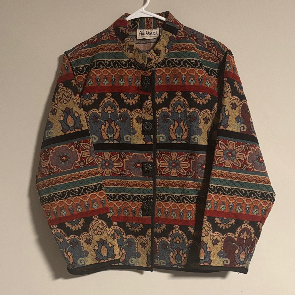 Women's Vintage Patterned Jacket Flashback Size Xl - image 1